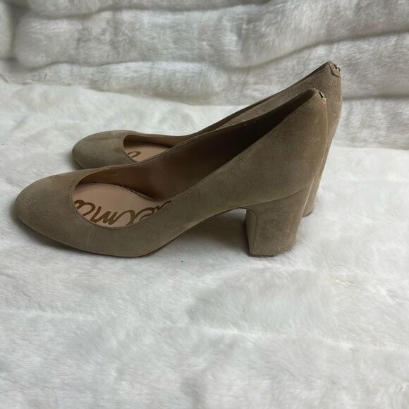 Sam Edelman Junie suede Khaki slip on block heels round toe size 9.5 - Picture 1 of 10